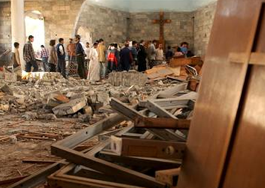 Una iglesia cristiana destruida en Bagdad.