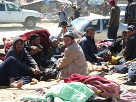 Campo de refugiados en Choucha, en la frontera <br>entre Libia y Túnez.