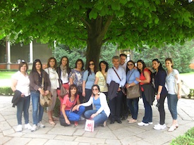 El grupo de mujeres palestinas en la Universidad <br>Católica de Milán.