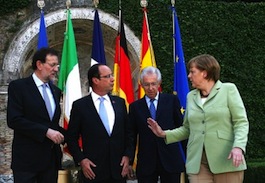 Rajoy, Hollande, Monti y Merkel. 