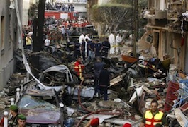 El lugar del atentado del 19 de octubre en Beirut.