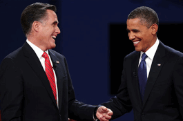 Mitt Romney y Barack Obama en un debate televisivo.