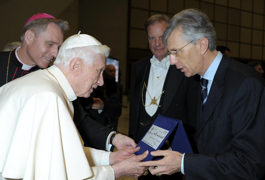 Marco Malinverno en la audiencia con <br>Benedicto XVI.