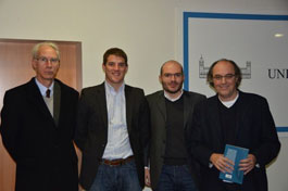 De izquierda a derecha: David Jou, Marcos Pou, <br>Francesco Cerutti y J. Ignacio Latorre.