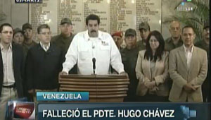 Nicolás Maduro anuncia la muerte de Hugo Chávez.