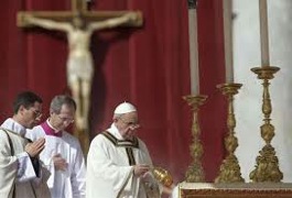 El Papa Francisco durante la misa de inicio <br>de Pontificado.