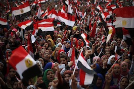 Manifestaciones en la plaza Tahrir.