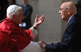 Papa Benedicto XVI y Giorgio Napolitano.