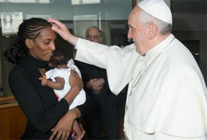 Meriam Yehya Ibrahim, con el Papa.