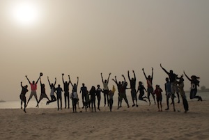 En la playa de Tarkwa Bay.