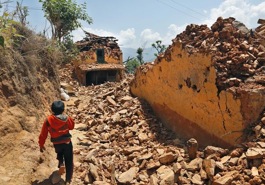 Un pueblo de Nepal después del terremoto.