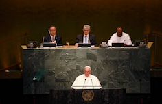 El Papa Francisco durante su discurso en la ONU.