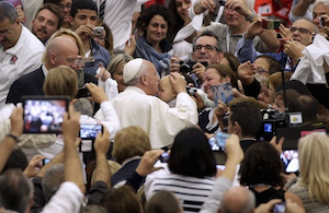 El Papa tras la audiencia con el Banco de Alimentos.