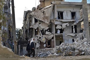 Un barrio de Damasco destruido por la guerra.