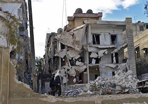 Periferia de Damasco destruida por las bombas.